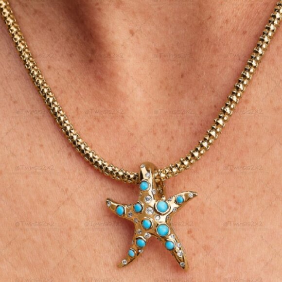 Pandora Sparkling Blue Starfish Dangle Charm - Picture 4 of 6